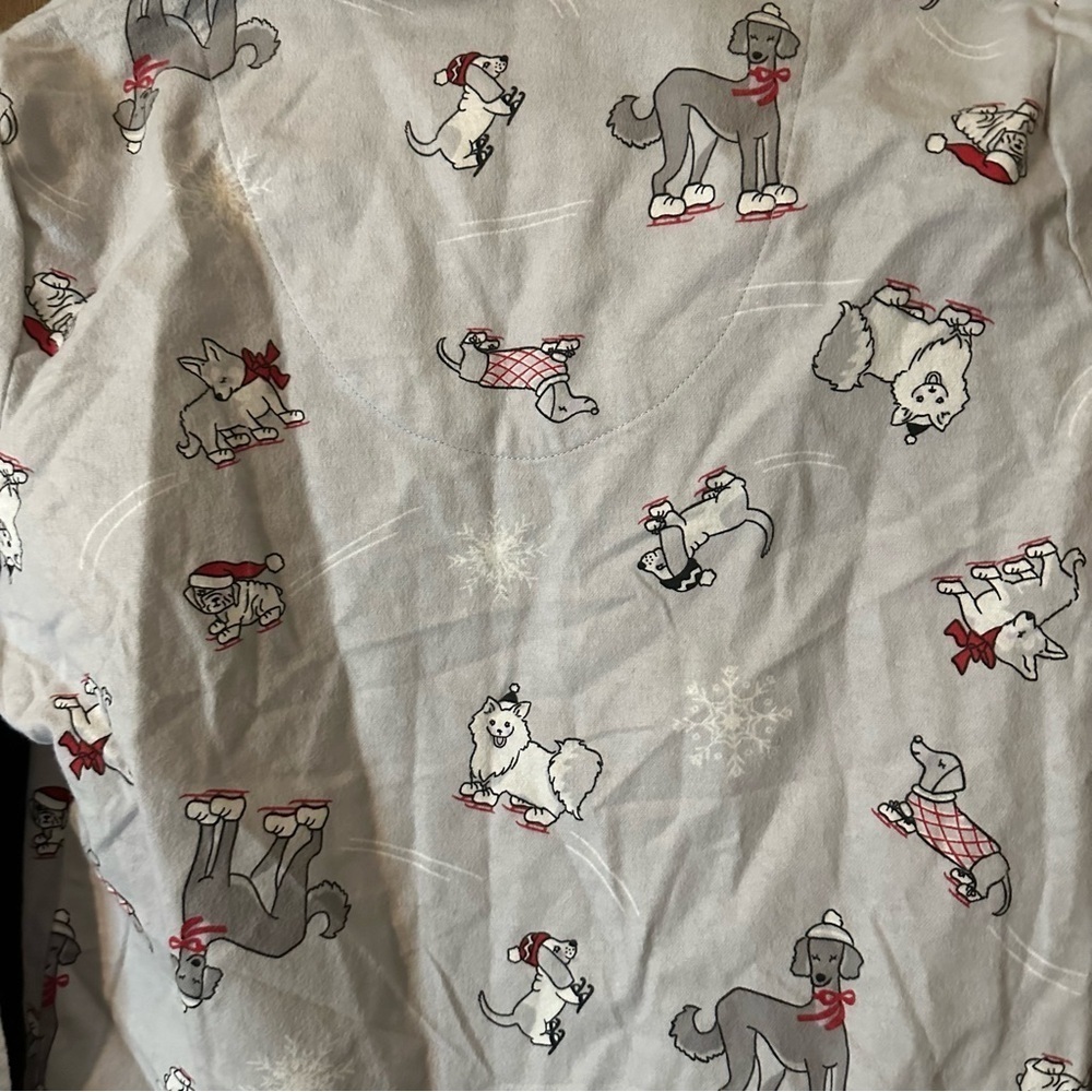 La Vie en Rose Christmas Dogs Winter Snow Gray Pajama Set Cotton Fleece Sz S - Picture 10 of 16